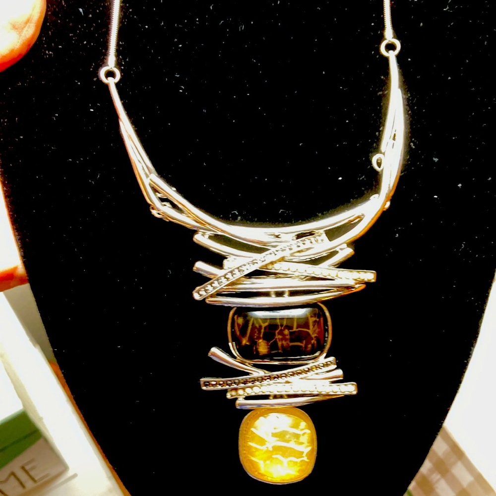 Silver and Gold Abstract Necklace